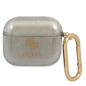 Guess dėklas AirPods 3 – juodas, Glitter