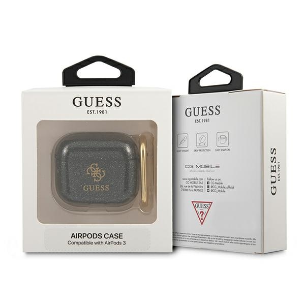 Guess dėklas AirPods 3 – juodas, Glitter