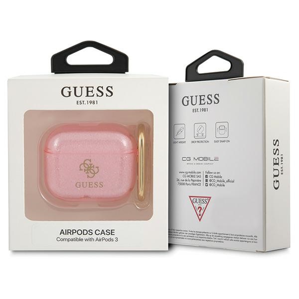 Guess Glitter dėklas AirPods 3 – rožinis