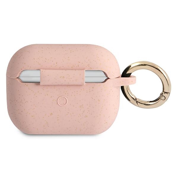 Guess silikoninis dėklas AirPods Pro – rožinis, su blizgučiais