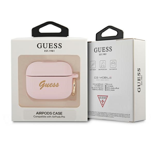 Guess silikoninis dėklas AirPods Pro – rožinis