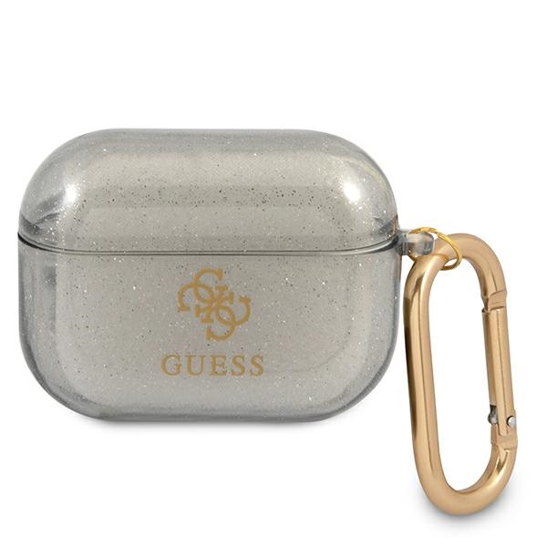 Guess dėklas AirPods Pro – juodas, Glitter