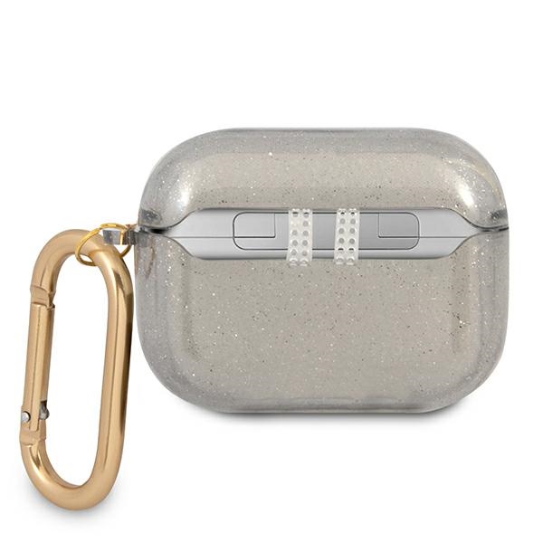 Guess dėklas AirPods Pro – juodas, Glitter