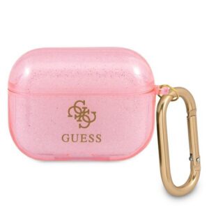 Guess dėklas AirPods Pro – rožinis, Glitter