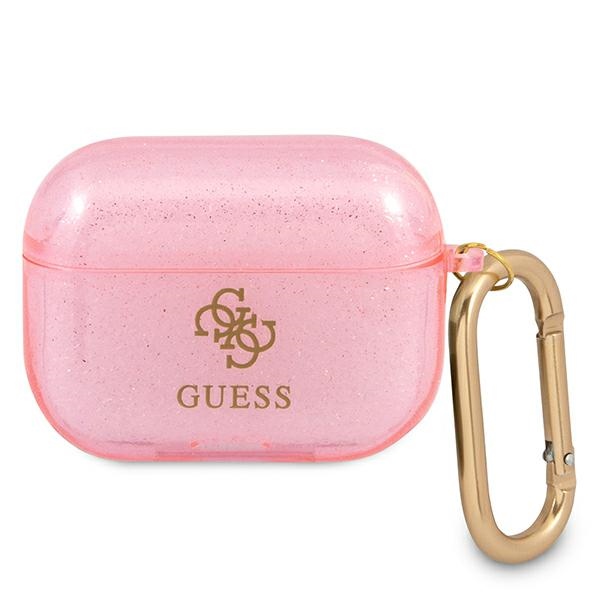 Guess dėklas AirPods Pro – rožinis, Glitter