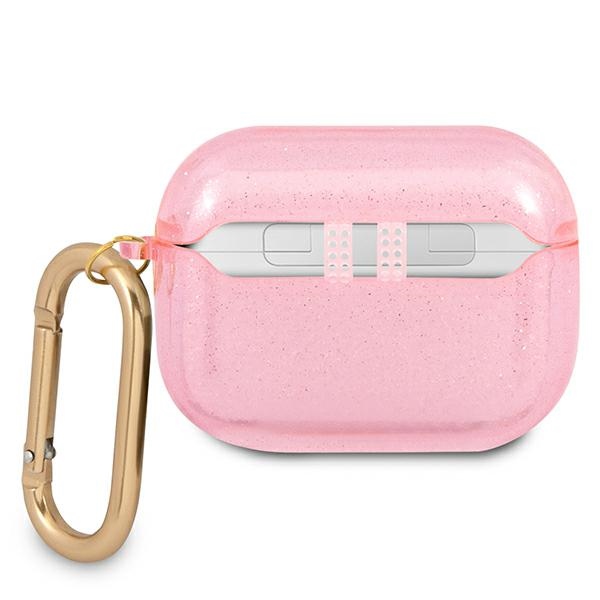 Guess dėklas AirPods Pro – rožinis, Glitter