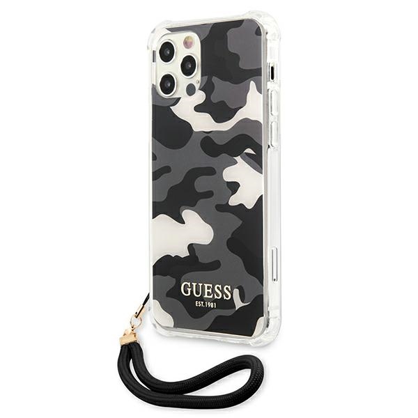 Guess Camouflage dėklas iPhone 12 Pro Max – juodas