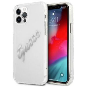Guess dėklas iPhone 12 Pro Max – skaidrus, Vintage