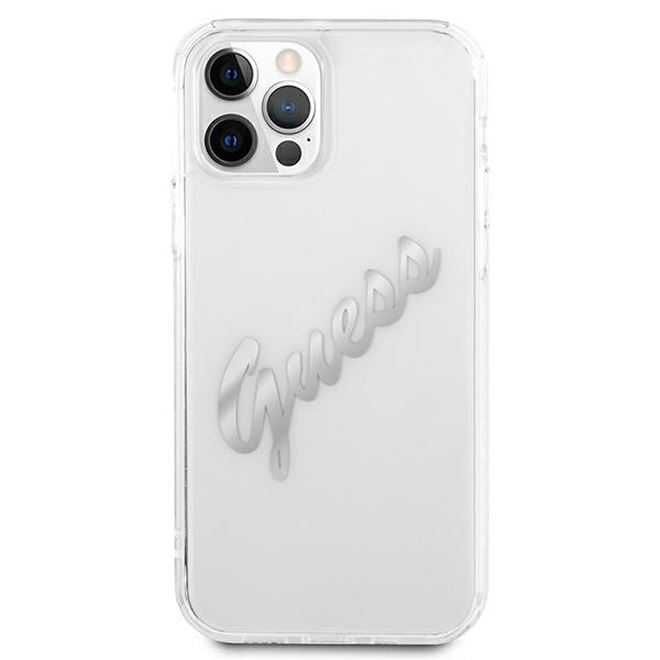 Guess dėklas iPhone 12 Pro Max – skaidrus, Vintage