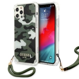 Guess Camouflage dėklas iPhone 12/12 Pro – žalias/khaki
