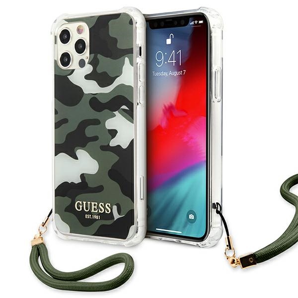 Guess Camouflage dėklas iPhone 12/12 Pro – žalias/khaki