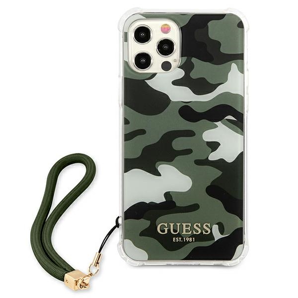 Guess Camouflage dėklas iPhone 12/12 Pro – žalias/khaki