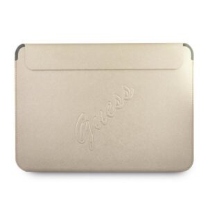 Guess Saffiano Script dėklas 13" nešiojamajam kompiuteriui - aukso spalvos
