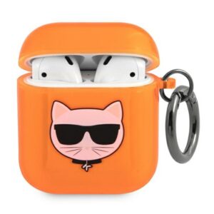Karl Lagerfeld „Choupette“ dėklas AirPods 1/2 – oranžinis