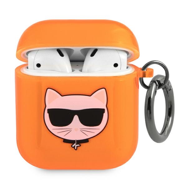 Karl Lagerfeld „Choupette“ dėklas AirPods 1/2 – oranžinis