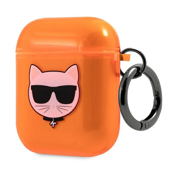 Karl Lagerfeld „Choupette“ dėklas AirPods 1/2 – oranžinis