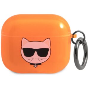 Karl Lagerfeld AirPods 3 dėklas Choupette – oranžinis