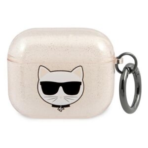 Karl Lagerfeld blizgus AirPods 3 dėklas – auksinis