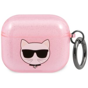 Karl Lagerfeld blizgus Choupette dėklas AirPods 3 – rožinis