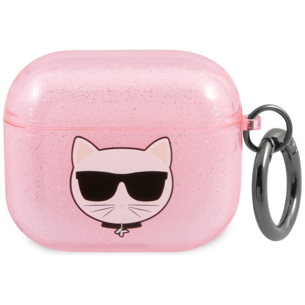 Karl Lagerfeld blizgus Choupette dėklas AirPods 3 – rožinis