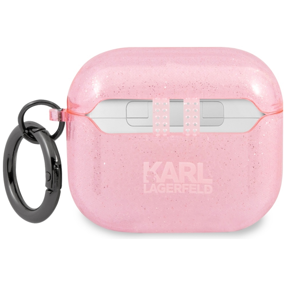 Karl Lagerfeld blizgus Choupette dėklas AirPods 3 – rožinis
