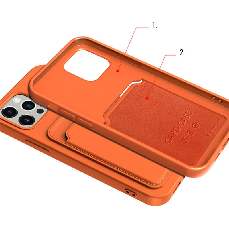Silikoninis dėklas su kortelės kišene iPhone 12 Pro Max – oranžinis