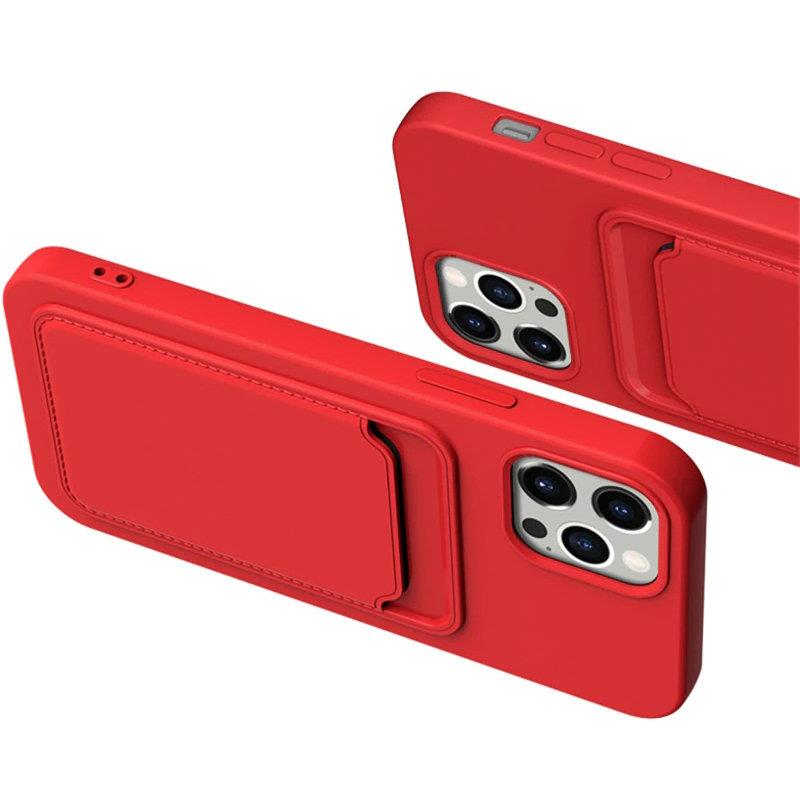 Silikoninis dėklas su kortelės skyreliu Xiaomi Redmi Note 10/10S – raudonas