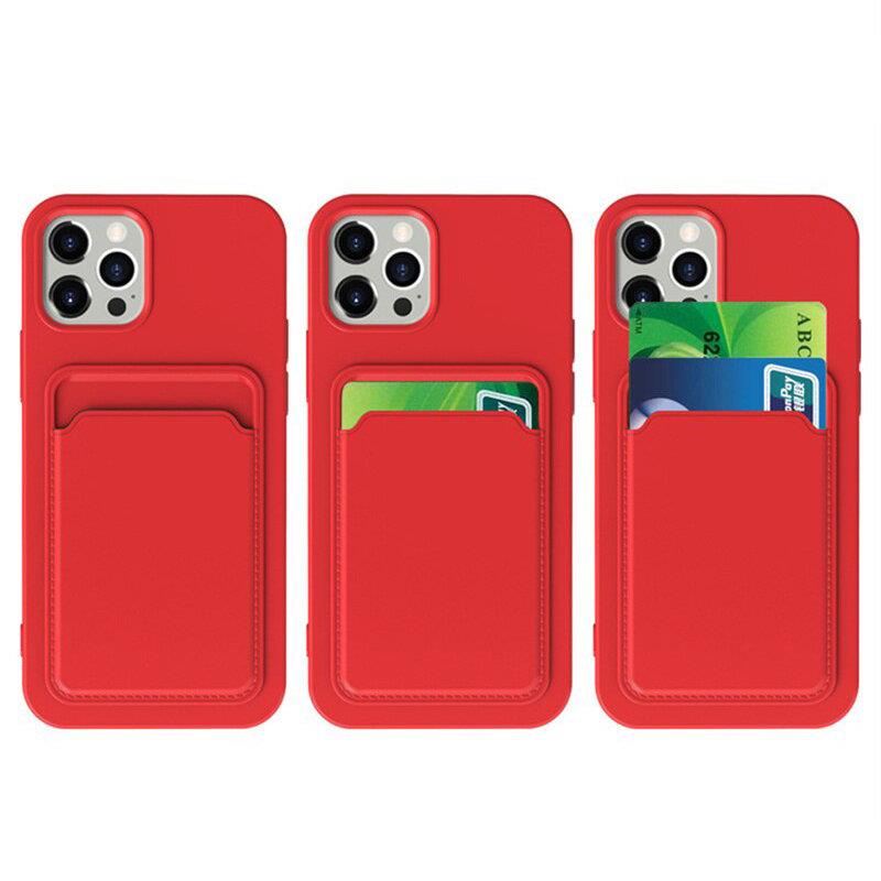 Silikoninis dėklas su kortelės skyreliu Xiaomi Redmi Note 10/10S – raudonas