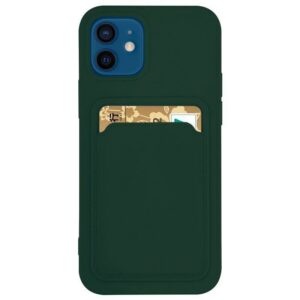 Silikoninis dėklas su kortelės skyriumi Galaxy A22 4G – tamsiai žalias
