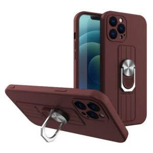Silikoninis dėklas su žiedu Xiaomi Redmi Note 10 5G – rudas