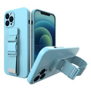 Silikoninis dėklas su virvute iPhone XS Max – mėlynas