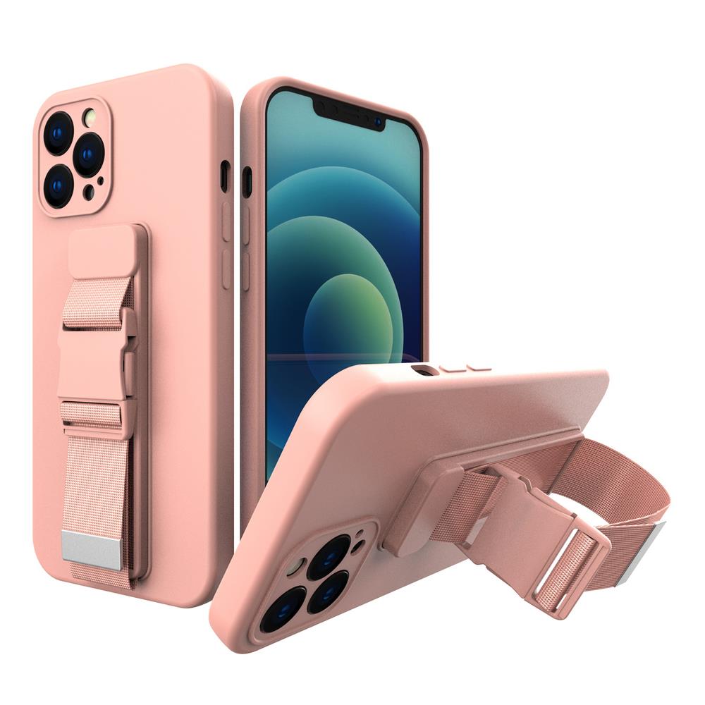 Virvelinis dėklas su dirželiu iPhone XS Max – rožinis