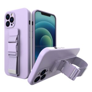 Silikoninis dėklas su virvele iPhone 11 Pro – violetinis