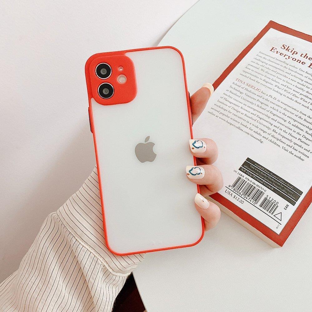 Silikoninis skaidrus dėklas Xiaomi Redmi Note 10/10S – raudonas