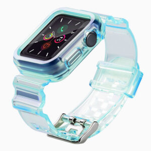 Silikoninis dirželis su dėklu Strap Light Set, skirtas Apple Watch 44mm - Mėlynas