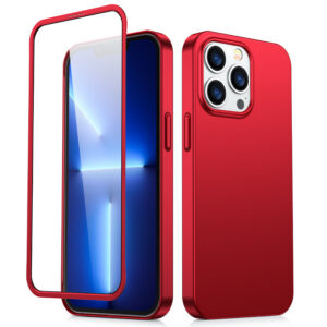 Joyroom 360° dėklas iPhone 13 Pro Max + stiklas, raudonas