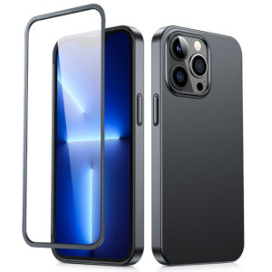 Joyroom 360° dėklas iPhone 13 Pro su grūdintu stiklu – juodas