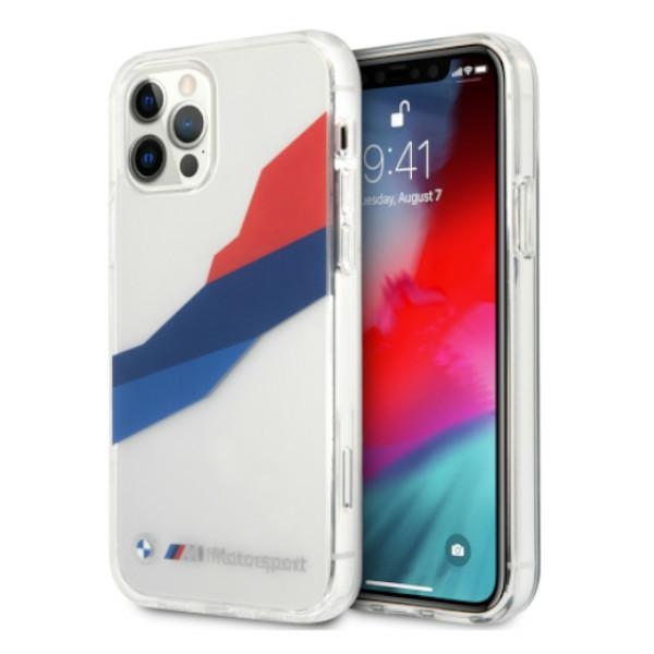 BMW Motorsport trispalvis dėklas iPhone 12 Pro Max – skaidrus