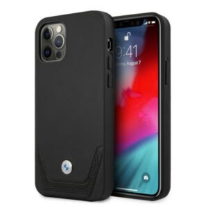 BMW odinis perforuotas dėklas iPhone 12/12 Pro – juodas