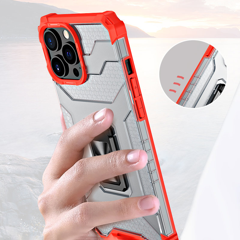 Apsauginis dėklas iPhone 12 Pro su žiedu – raudonas