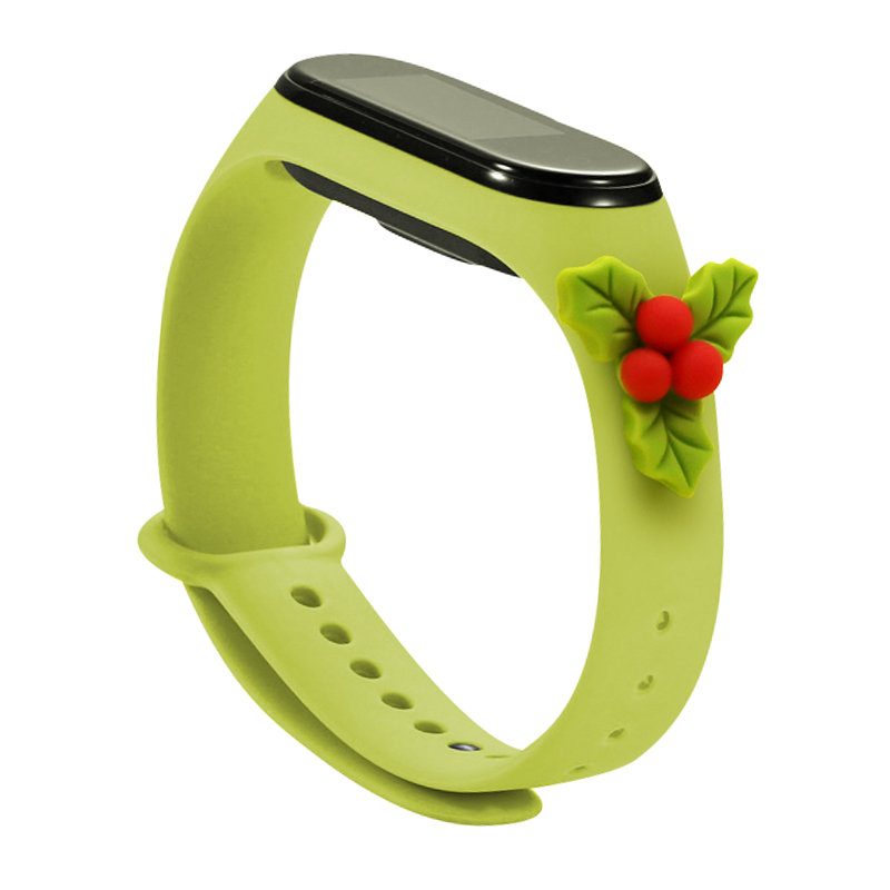 Strap Xmas Xiaomi Mi Band 3 / 4 Kalėdinė silikoninė apyrankė su bugiene - žalia