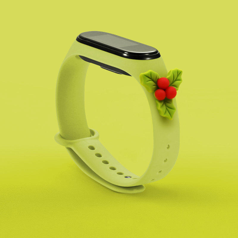 Strap Xmas Xiaomi Mi Band 3 / 4 Kalėdinė silikoninė apyrankė su bugiene - žalia