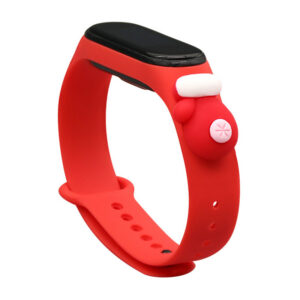 Strap Xmas Xiaomi Mi Band 3 / 4 kalėdinis silikoninis dirželis su pirštine - raudona