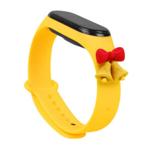 Strap Xmas Xiaomi Mi Band 3 / 4 kalėdinis silikoninis dirželis su varpeliais - geltona