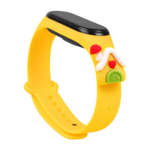 Strap Xmas Xiaomi Mi Band 3 / 4 kalėdinis silikoninis dirželis su nameliu - geltona