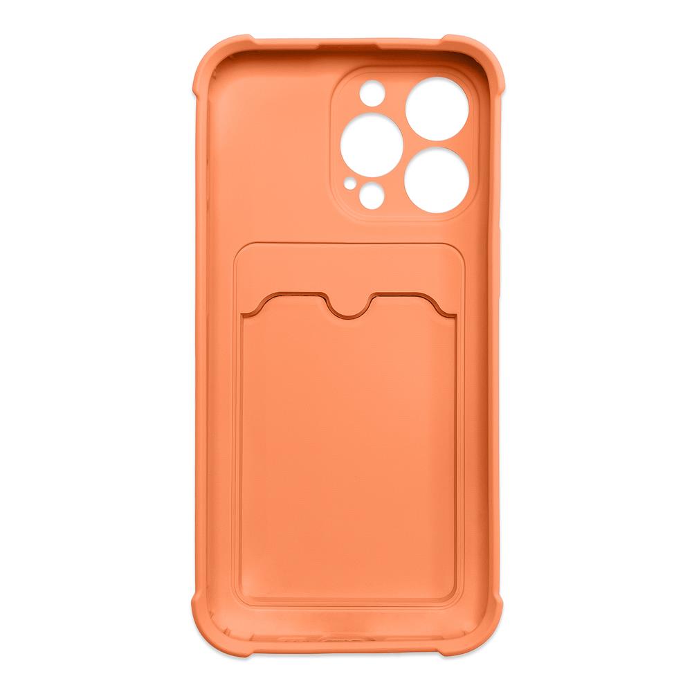 Silikoninis dėklas su kortelių skyreliu Xiaomi Redmi 10X / Note 9 – oranžinis