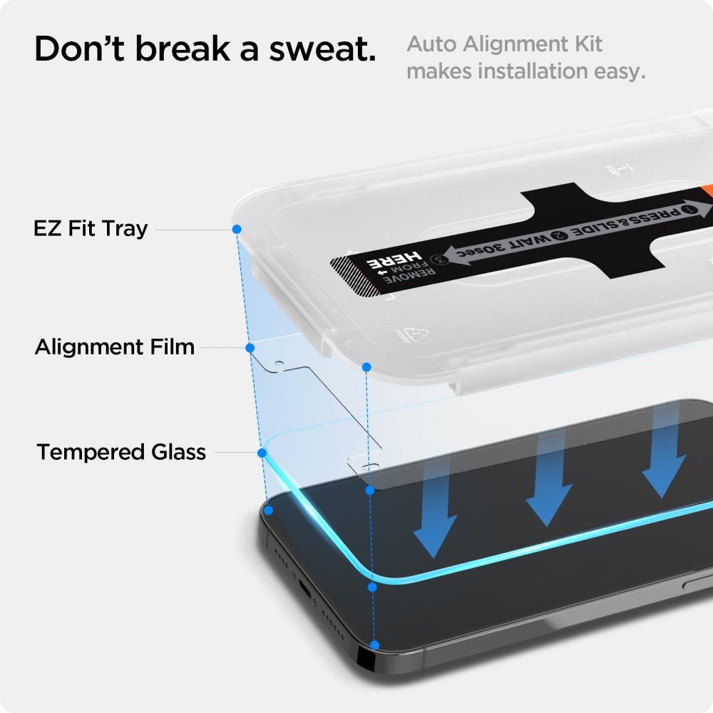 Apsauginis stiklas Spigen Glas.tR EZ Fit 2 vnt. iPhone 13 / 13 Pro / 14 / 16e / 17e skaidrus