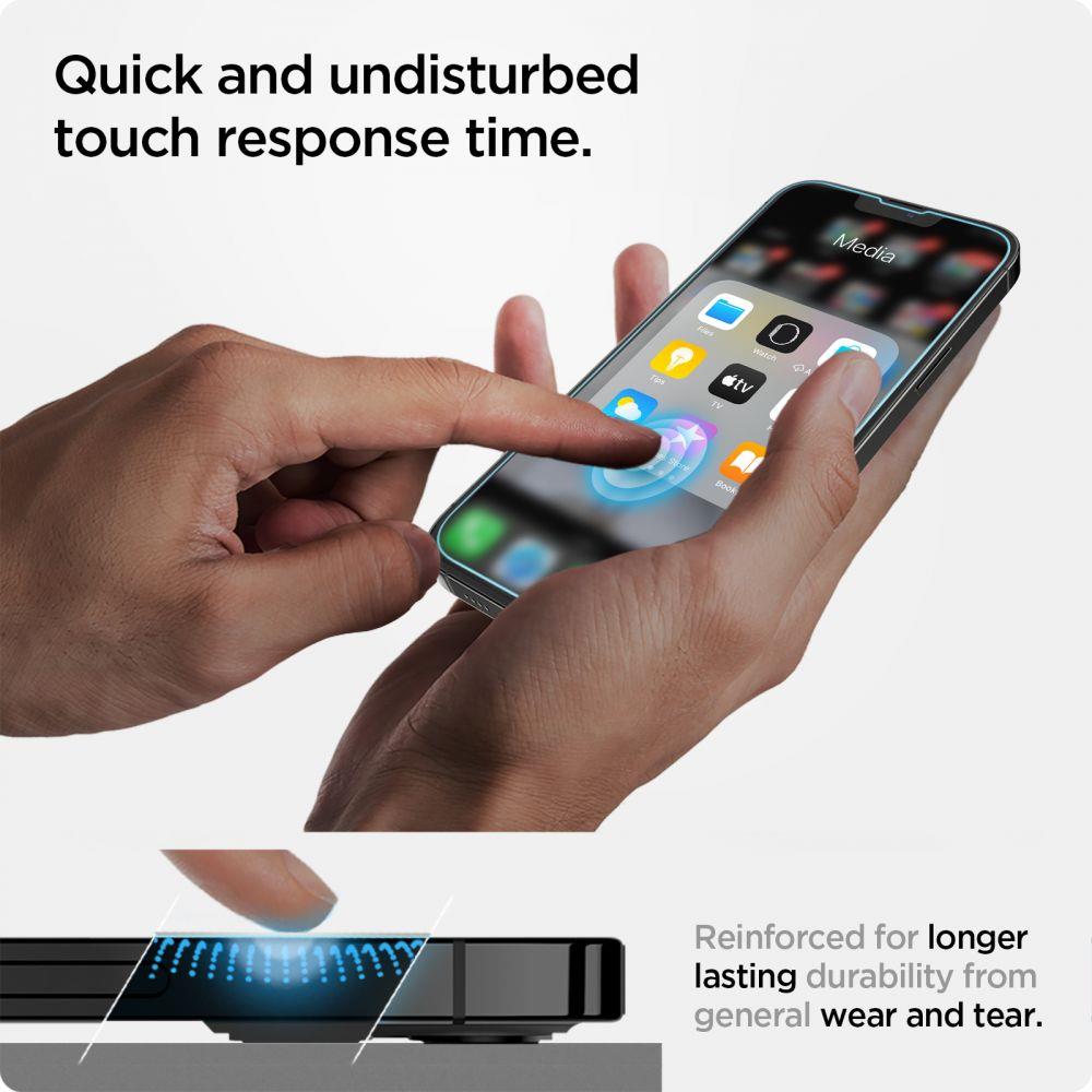 Apsauginis stiklas Spigen Glas.tR EZ Fit 2 vnt. iPhone 13 / 13 Pro / 14 / 16e / 17e skaidrus