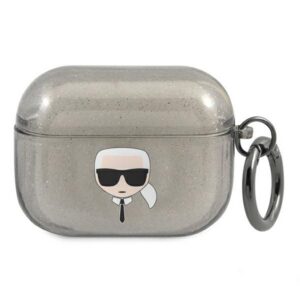Karl Lagerfeld blizgantis dėklas AirPods Pro – juodas