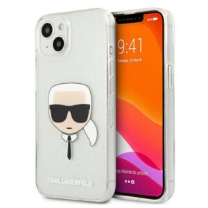 Karl Lagerfeld blizgus dėklas iPhone 13 mini – sidabrinis